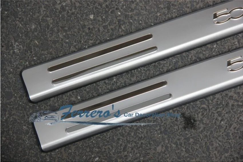 2 TEILE/LOS Edelstahl Für 2007-2015 FIAT 500 Auto Willkommen Verschleißplatte Abdeckung Dekoration Tür-Schwellen Pedal Auto zubehör – Detail 3
