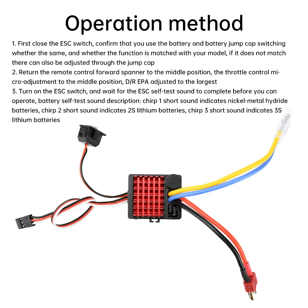 60A ESC gebürsteter ESC elektronischer Geschwindigkeitsregler für 1/10 RC Kletterfahrzeug Raupenboot SCX10, TRX4, D90, MST, CFX, EX86100 – Detail 9