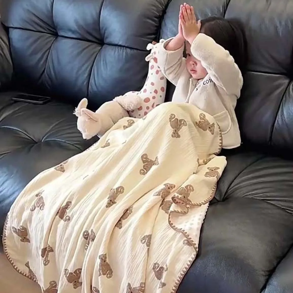 Breathable Baby Bean Blanket Soft Koala Cover Blanket for Infant Skin-friendly Thickened Nap Sleeping Rug Sofa