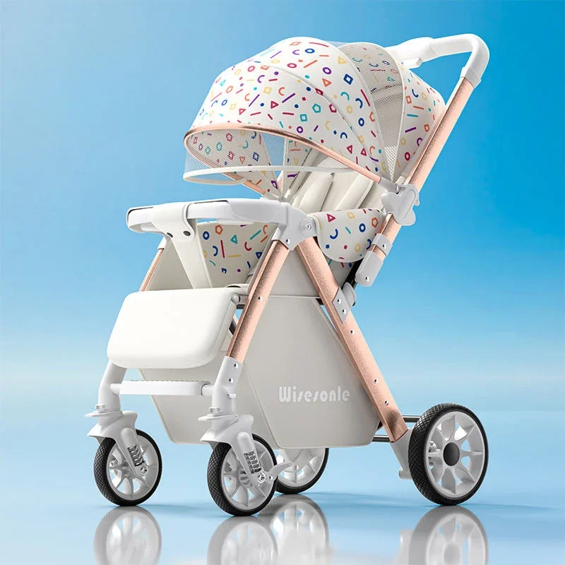 Lightweight Baby Stroller High Landscape Can Sit or Lie Both Directions Suitable for 0-5 Years Old