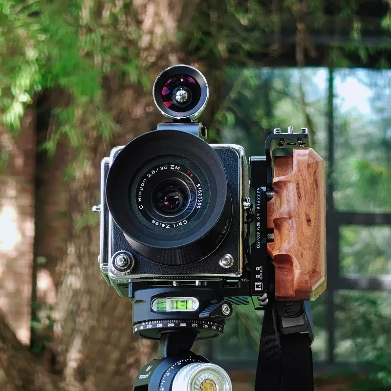 Hasselblad 907X 50C 100C 카메라 케이지용 손잡이가 있는 나무 그립 L-브래킷 플레이트