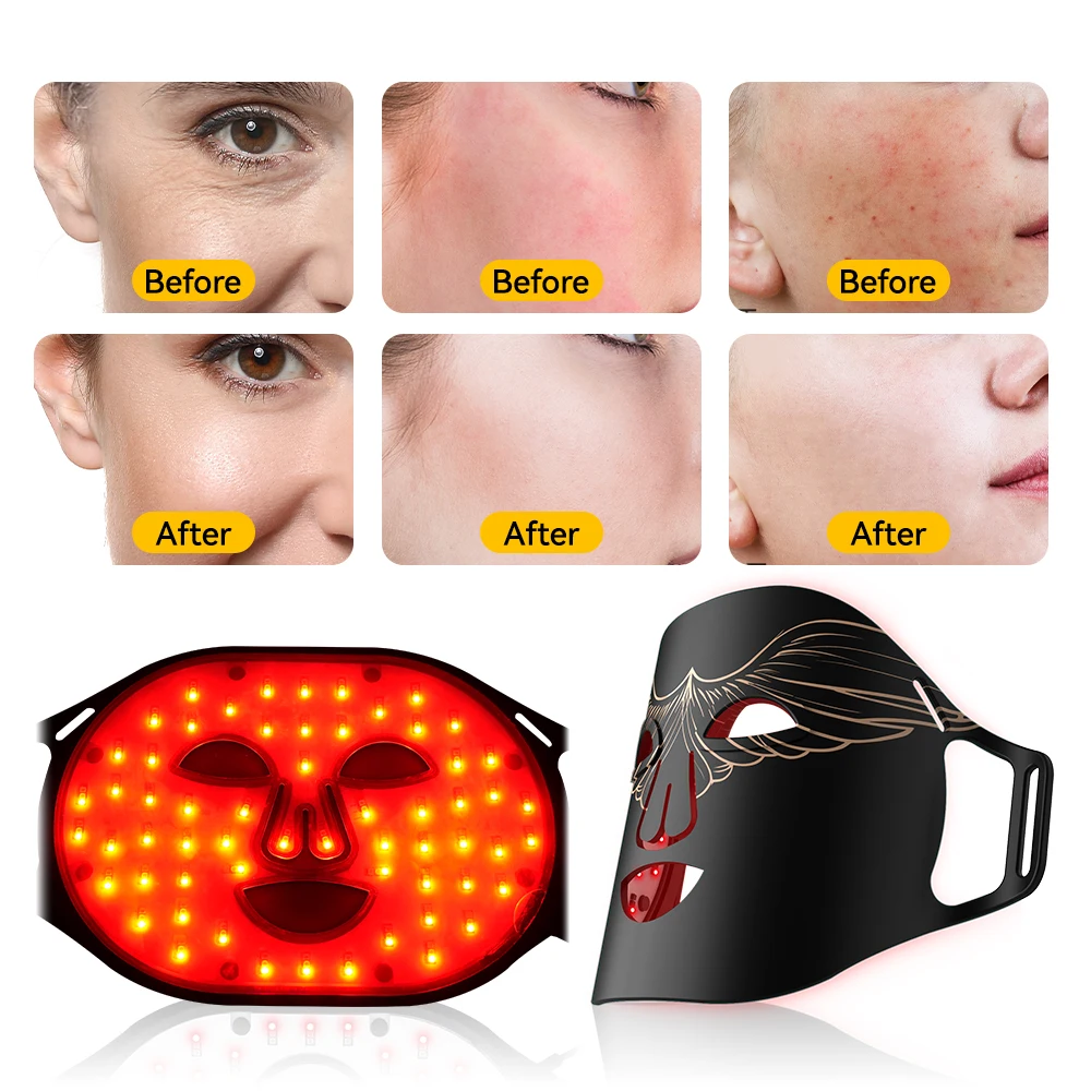 Red Led Light Therapy Infrared Flexible Soft Mask Silicone 4 Color Anti Aging Advanced Photon Mask led facial mask