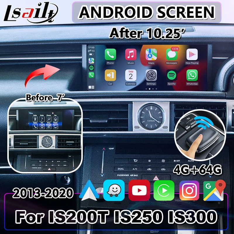 

Lsailt 10.25 Inches Android Car Multimedia HD Display Screen for Lexus IS200T IS250 IS300 IS 200t Mouse Control 2013-2020