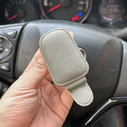 Magnetic Leather Car Sun Visor Organizer and Sunglasses Holder (Grey)
