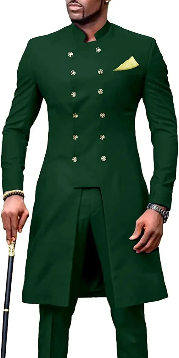 African Design Royal Blue Slim Fit Men Suits For Wedding Groom Tuxedos Bridegroom Suits Best Man Prom Party 2PCS(Blazer+Pants)