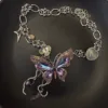 Colored Crystal Butterfly Tassel Necklace Fashion Star Heart Crystal Butterfly Pendant Necklace Trendy Jewelry Presents 3