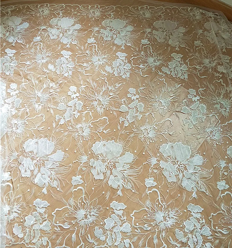 새로운 럭셔리 스팽글 메쉬 자수 레이스 원단, DIY 웨딩 드레스 및 치파오 배경 장식 액세서리에 적합