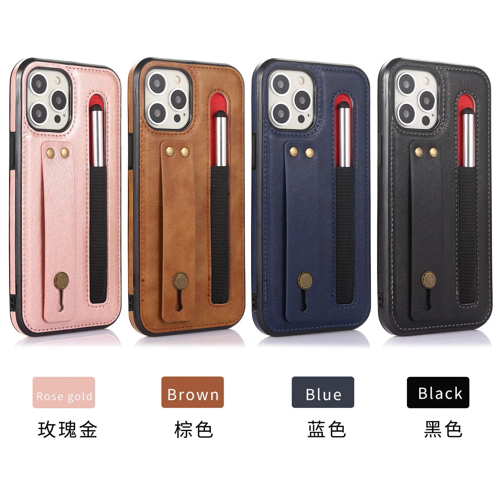 Luxury Wristbad Leather Cover For iphone 13 12 11 Pro Max X XS XR