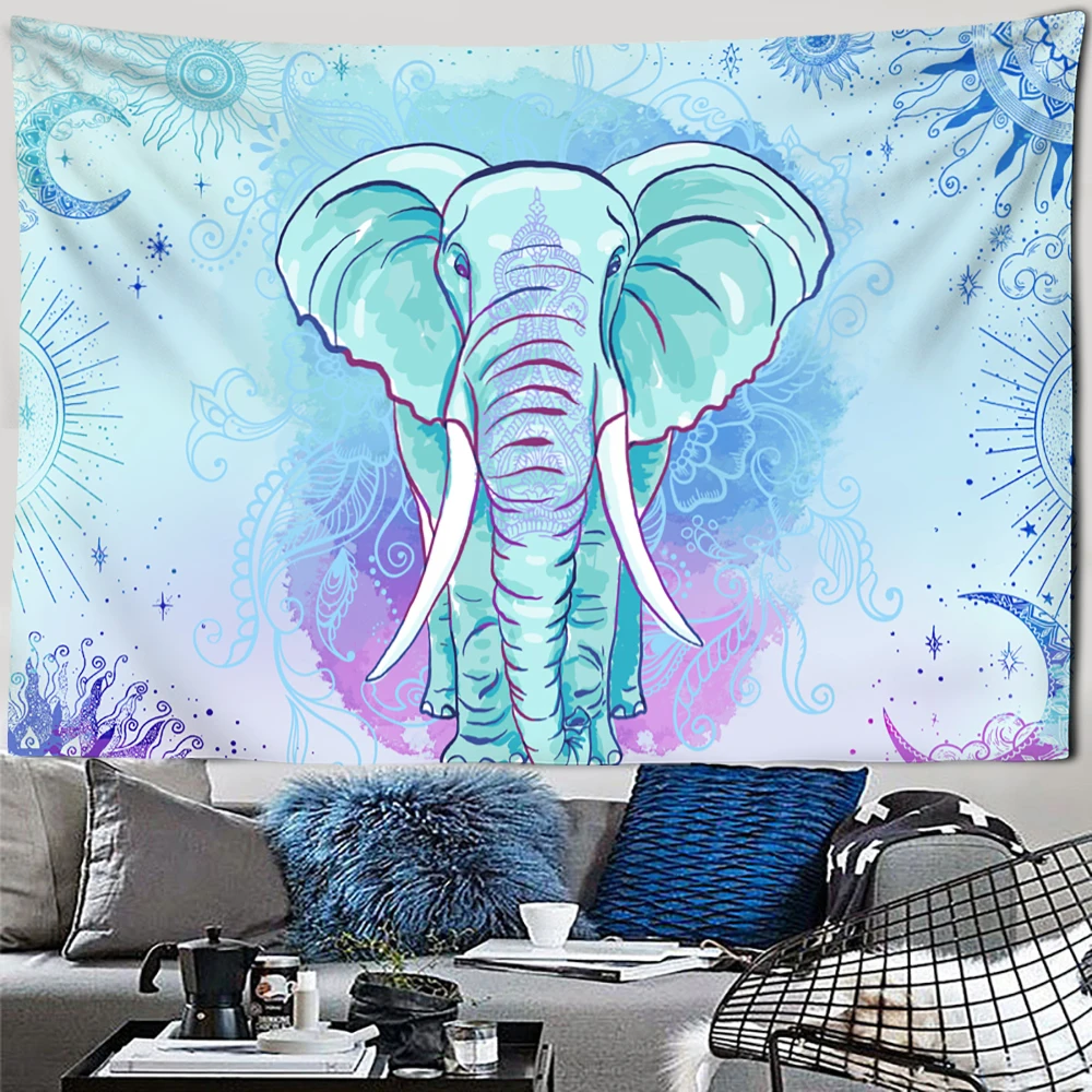 India Mandala Tapestry Elephant Buddha Aesthetic Wall Hanging Print Boho Decor Vintage ation Psychedelic Home Room 4