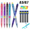 Creative Rainbow Mechanical Swinging Pencil 0.5/0.7mm Replaceable Automatic Lead Art Painting Sketch Writing Supplies Stationery 1