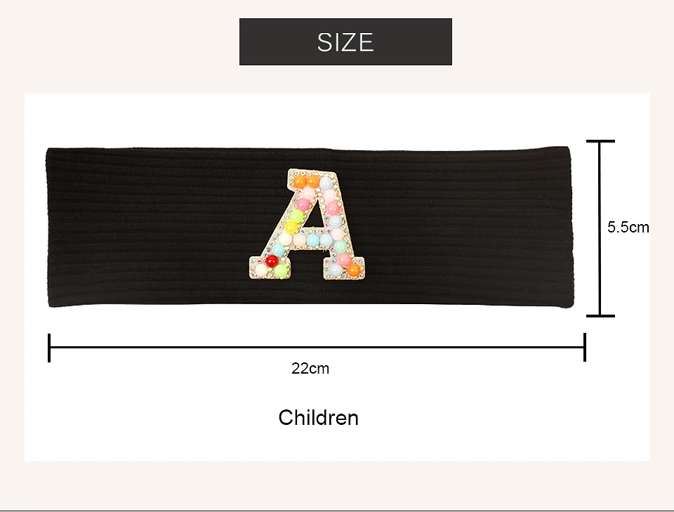Neugeborenes Baby Mädchen bunte Perle Buchstaben gerippt Stirnband weiches Kind Kinder Baumwolle Stretch Kopf bedeckung Kopf wickeln Haar Zubehör – Detail 6