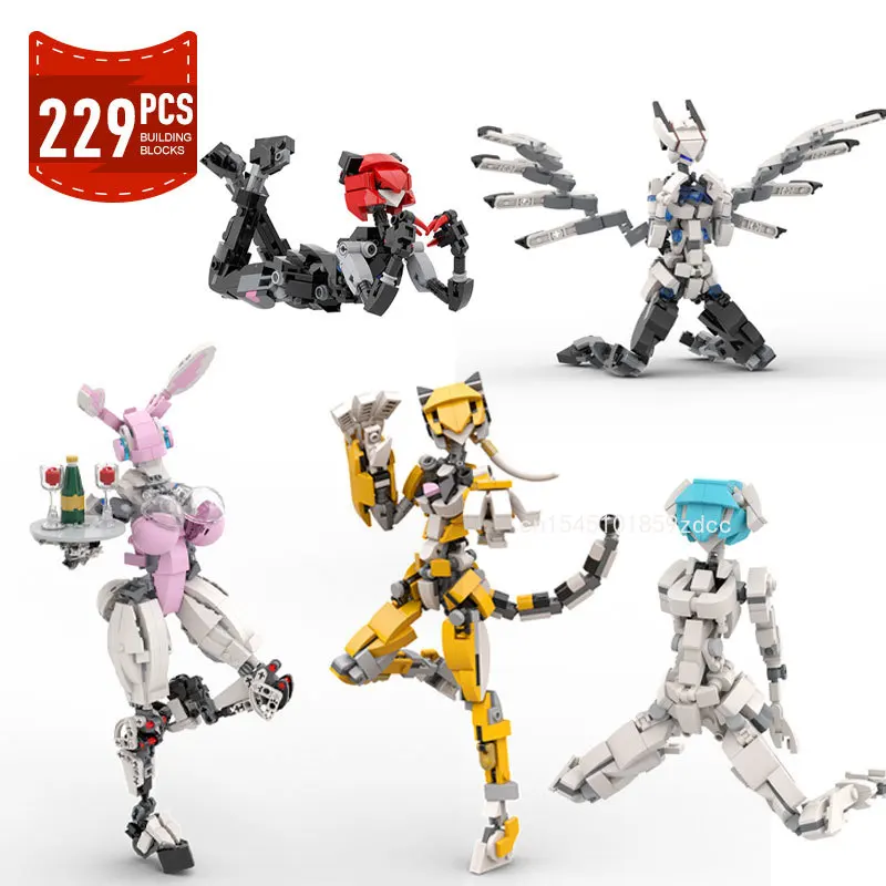 Moc Mecha Robot Mobile Suit Bunny Girls Tigress Catwoman Model Building Blocks Anime Figures Giunti Mobili Mattoni Giocattoli Regali