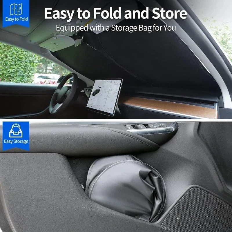 Windshield Sunshade Folding Front Window Sun Shade Cover Heat Protection Visor For Tesla Model Y Model3 Accessories car sunshade windshield sunshade windshield sun shade