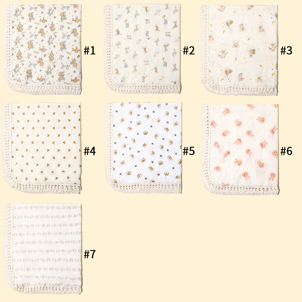 Cute Printed Baby Blanket Soft 2 Layer Cotton Receive Blankets for Newborn Bath Towel Summer Bedding Baby Items Mother Kids 6