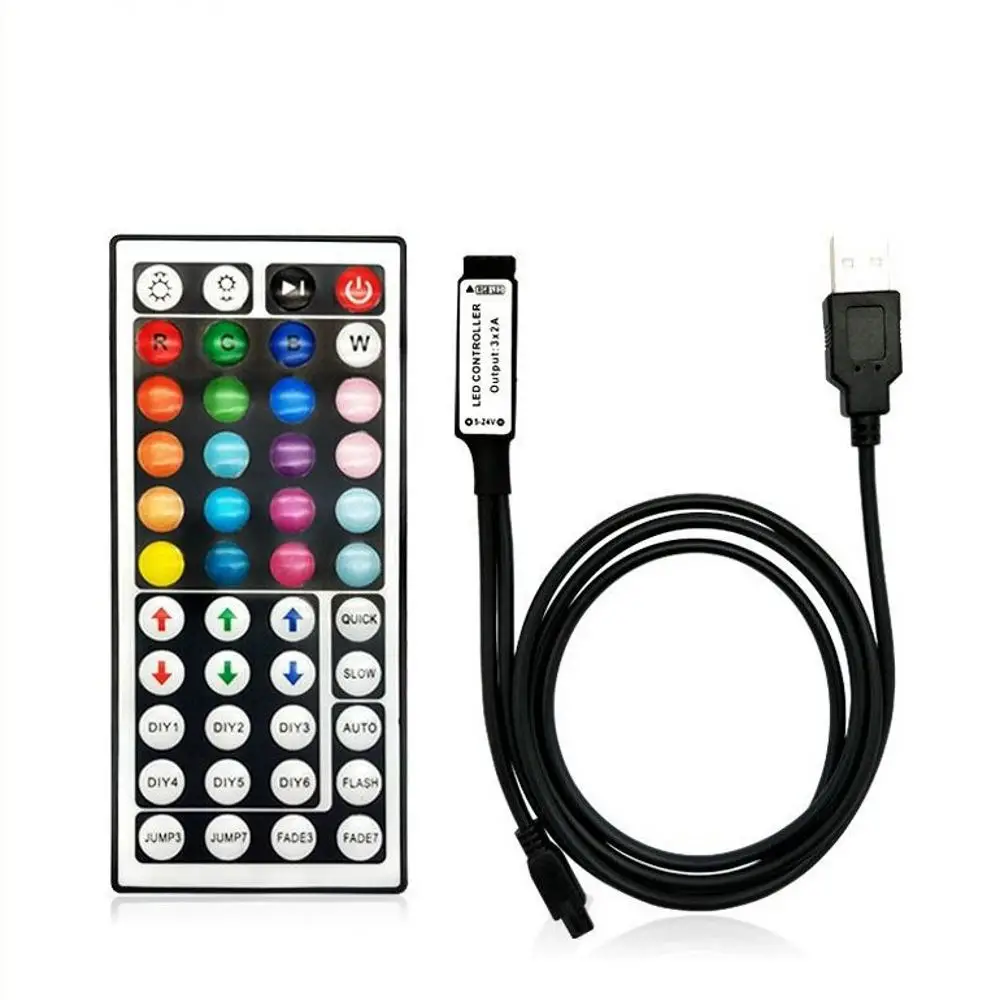 Controlador led rgb com mini controle, 5v, 24key, 44key, 3key, dimmer para 5050, 3528, 2835, 4pin, rgb