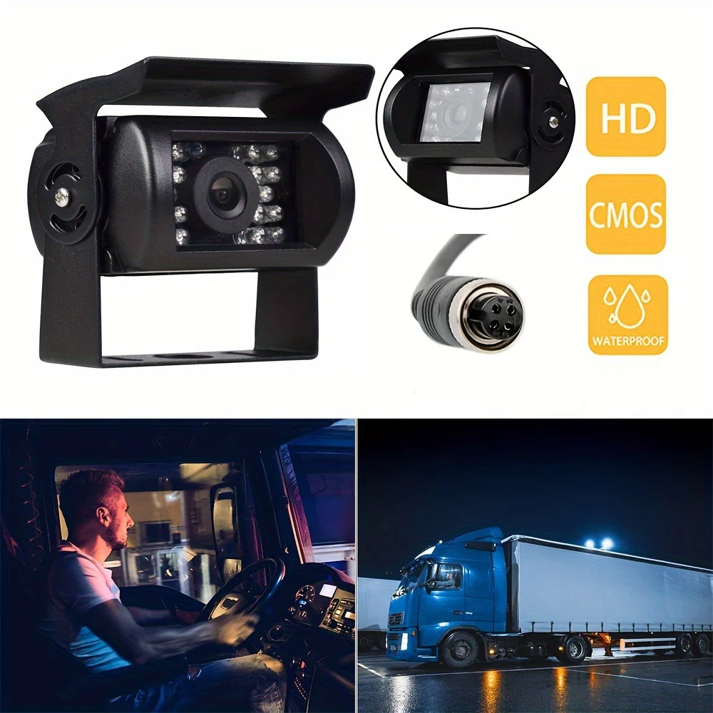 Universal 4-Pin Rear View Backup Camera For Trucks, Buses, Vans & RVs - Waterproof Night Vision 8 thumbnail image