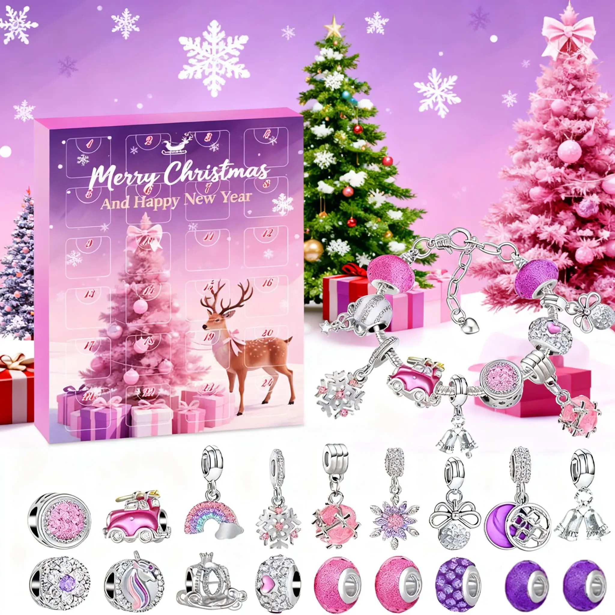 Holiday Gift Crystal Bracelet Set Christmas Advent Calendar 24 Days holiday-gift-crystal-bracelet-set-christmas-advent-calendar-24-days