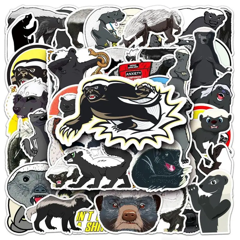 Honey Badger Sticker 50Pcs Cute Honey Badger Stickers For Kids Cartoon Animal Stickers Cute Laptop Phone Skateboard