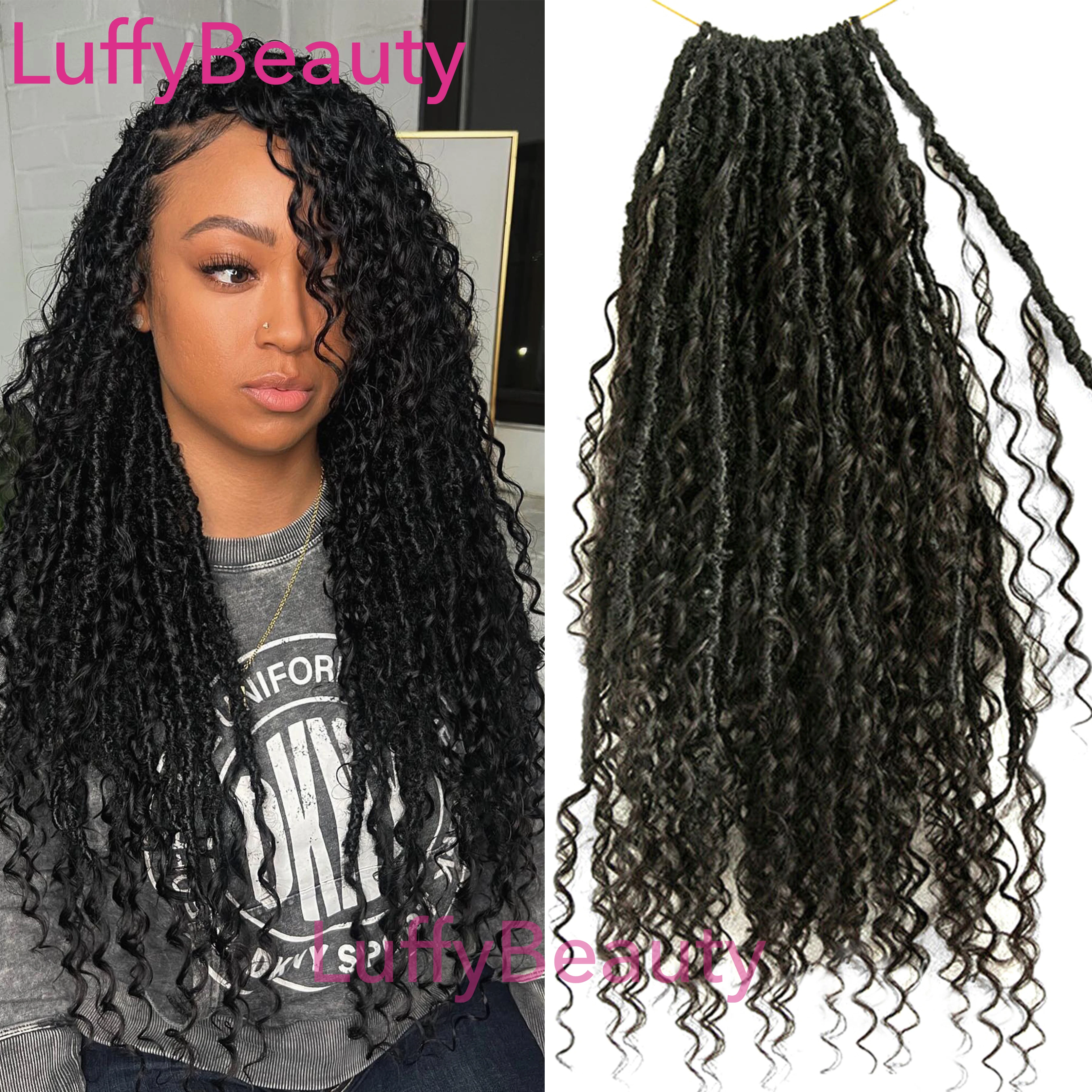 

Human Hair Goddess Boho Locs Crochet Hair Pre Looped Crochet Boho Dreadlocks Human Hair Curly Ends Braiding Hair Extensions