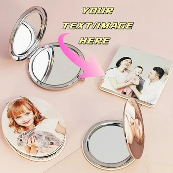 Specchio per trucco in pelle personalizzato personalizzato Specchio pieghevole tascabile Piccolo artefatto per trucco portatile Lente HD bifacciale personalizzato 1