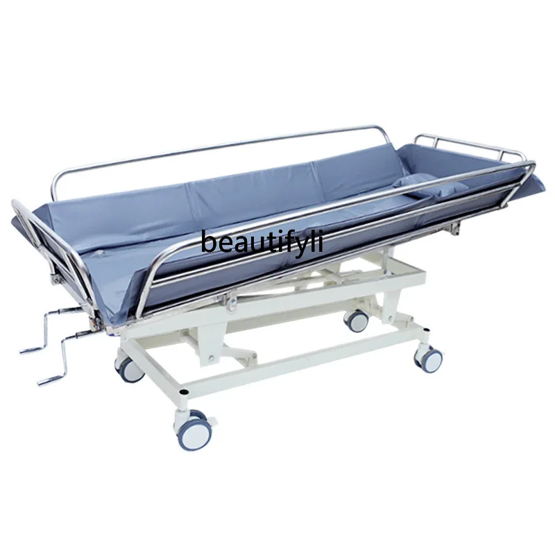 Bath Bed Trolley Bath Disabled Patient Cleaning  Household Hand-Cranking Adjustable Elderly Disabled Bath Bed