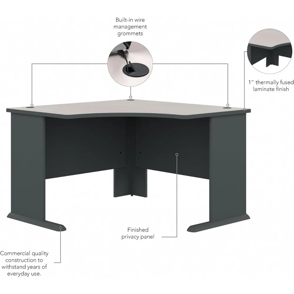 Reception Desks,Series A 48W Corner Desk in White Spectrum and Slate, Small Computer Table for Home or Professional Office