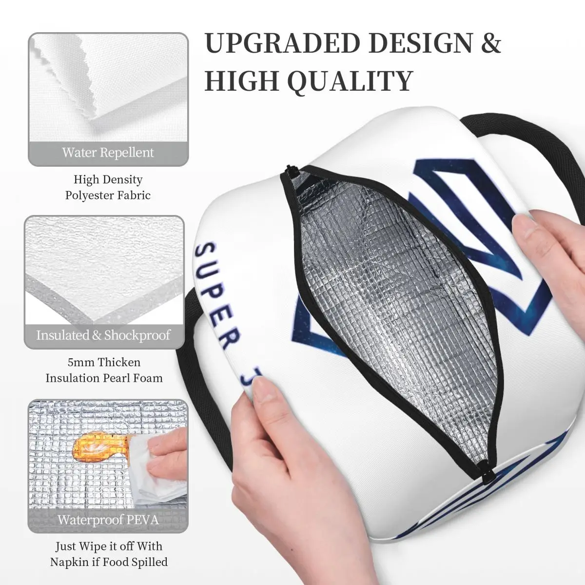 슈퍼 주니어 로고 여성용 절연 점심 가방 휴대용 식품 상자 열 도시락 상자 토트