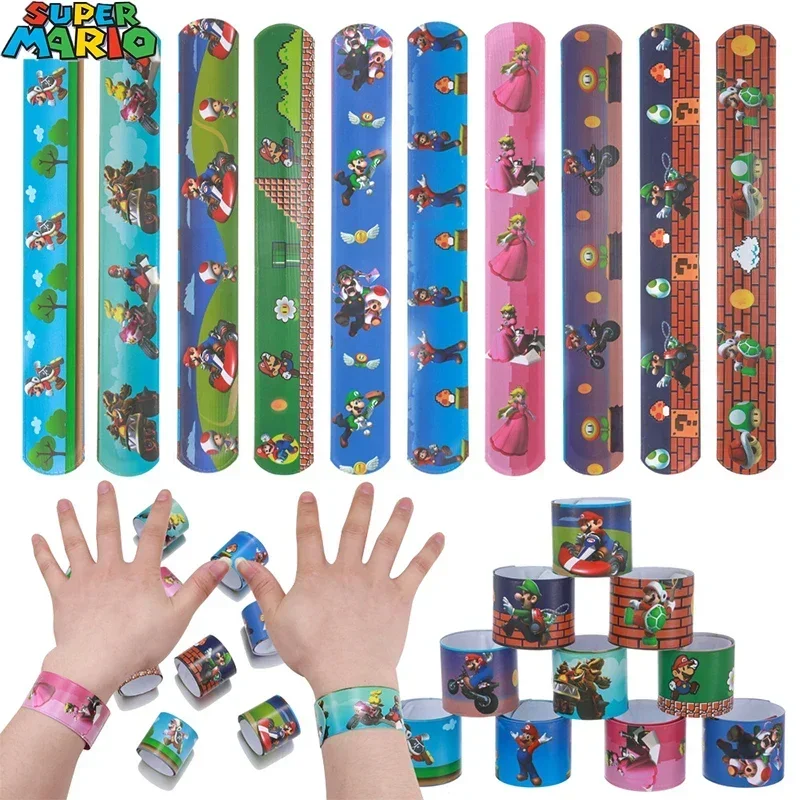 

Захлопывающийся кольцевой Браслет «Марио Брос», аниме мультяшный детский браслет, браслеты «Супер Марио», игрушки, детский подарок на день рождения