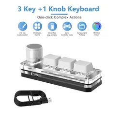 Compact RGB Macro Keyboard with Programmable Knob (White)
