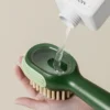 1pcTwo in one shoe brush, household press out liquid shoe wash brush, press type soft fur clothing cleaning brush 2