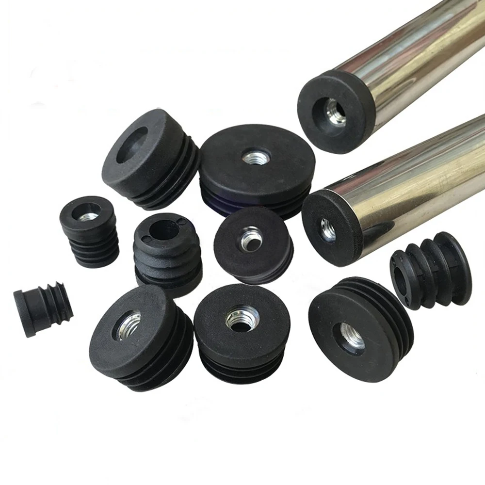 48PcsRoundPlasticPipePlugsWithM6M8M10NutHoleBlackPipe