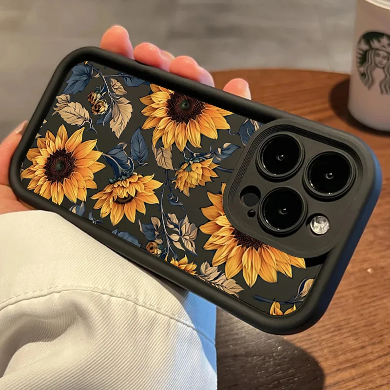Sunflowers Printed Matte Phone Case - Soft Bumper Cover with Vibrant Floral Design
