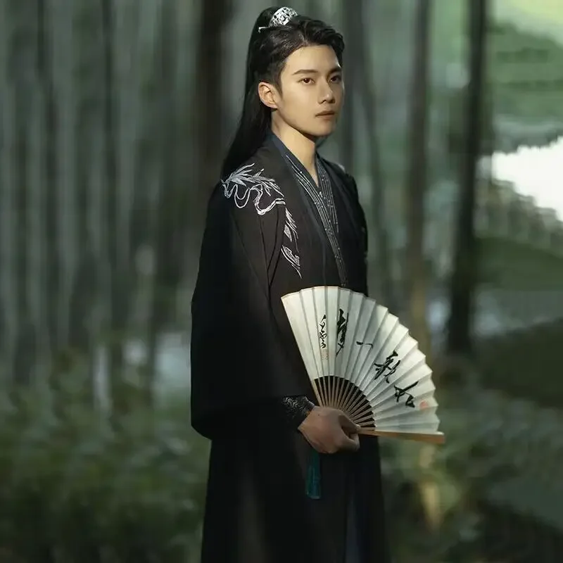 

Hanfu для мужчин и женщин, традиционная китайская вышивка, Женский карнавальный костюм для косплея, белая и черная искусственная кожа XL