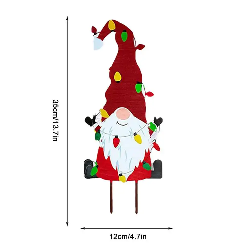 Garden Metal Gnome Stakes Decorative Garden Stakes Waterproof Lovely Weather Resistant Sturdy Christmas Gnomes
