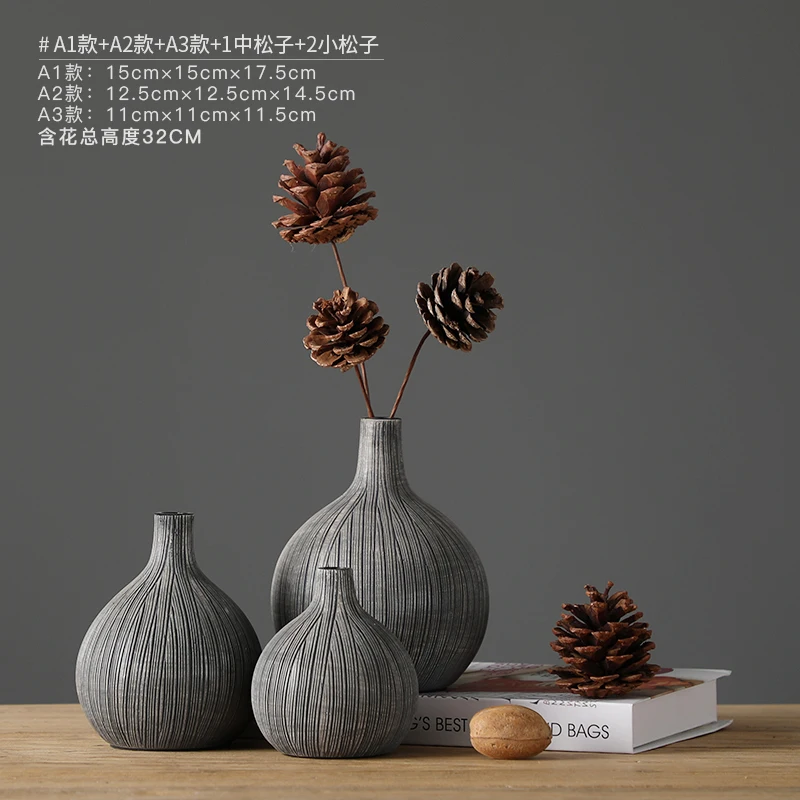 

Small Vase Ornaments High Grade Dry Flower Arrangement Model Room Bookcase Resin Home Soft Decoration Vase wedding Decor