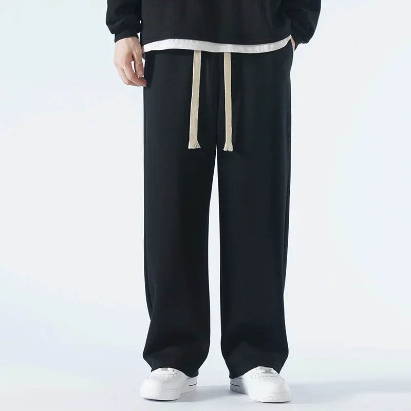 Wide Leg Pants Wide Leg Sweatpants New Cotton Fabric Men's Casual Pants Wide Leg Straight Loose Outdoor Sweatpants Neutral High-quality Soft Long Baggy Trousers