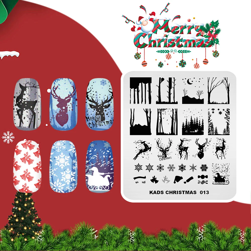 KADS Halloween Christmas Nail Stamping Plates Pumpkin Snowflake Image Manicure Stamp Template DIY Nail Art Decoration Plates 4