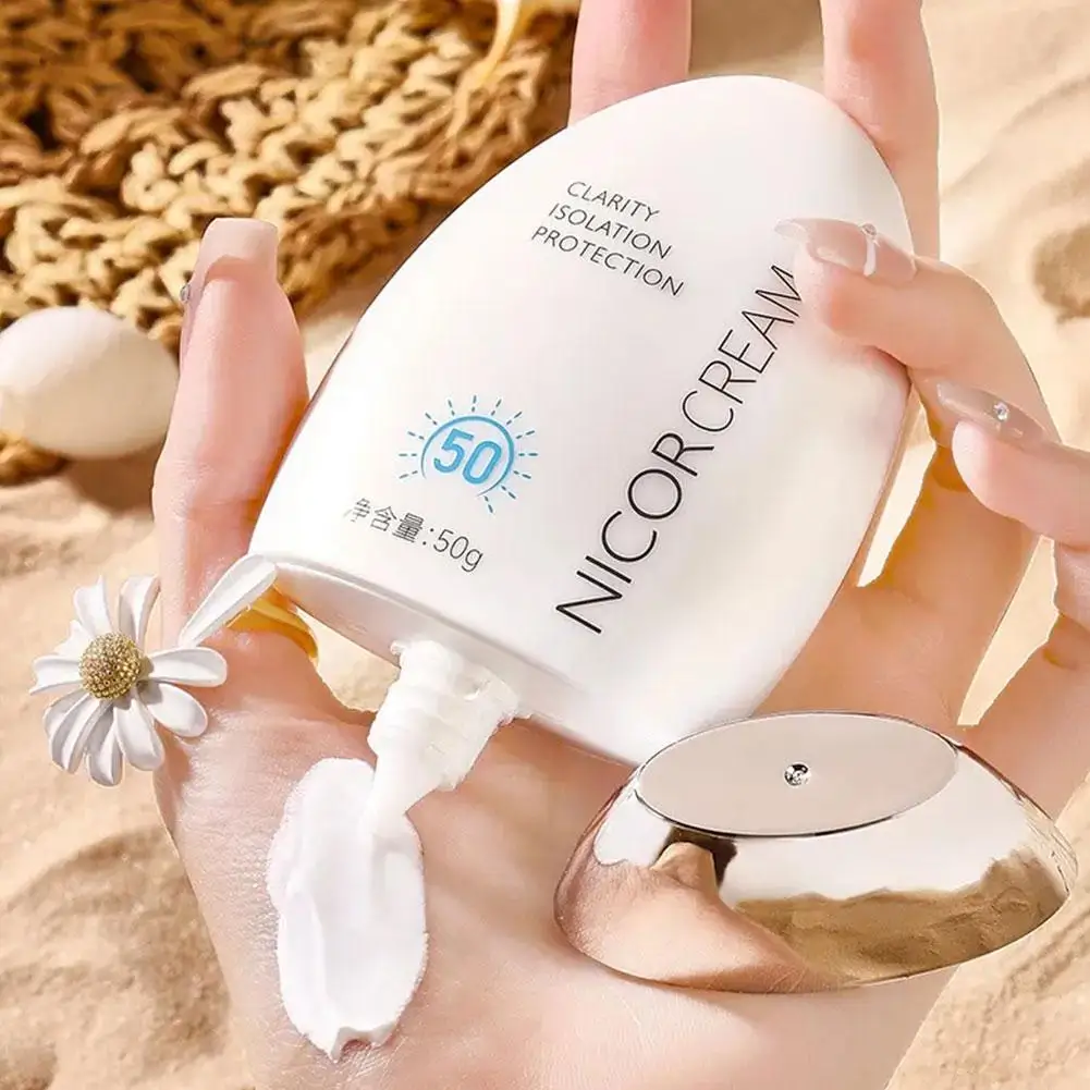 50g Facial and Body Isolation Sunscreen SPF 50+ UV Protection Cream for Moisturizing Brightening Skin Tone and Skincare