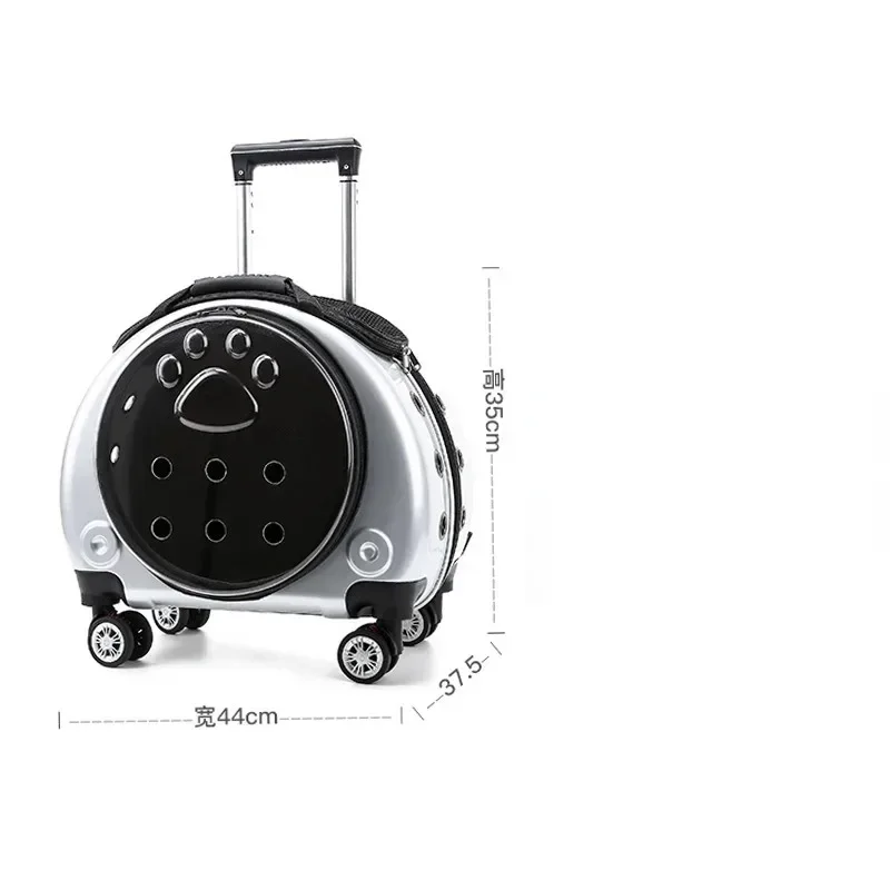 Pet Dog Trolley Suitcase Luggage with Wheels Carrying Transparent Breathable Carrier Backpack Stroller