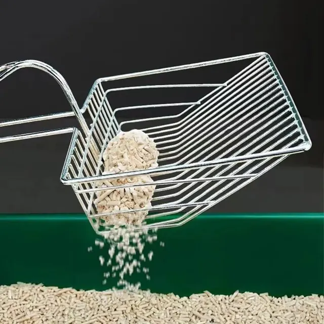 Stainless Steel Cat Litter Shovel Wooden Handle Shovel Easy To Clean Good-Looking Reduce Dust Suitable For Small Dog Toilets 2
