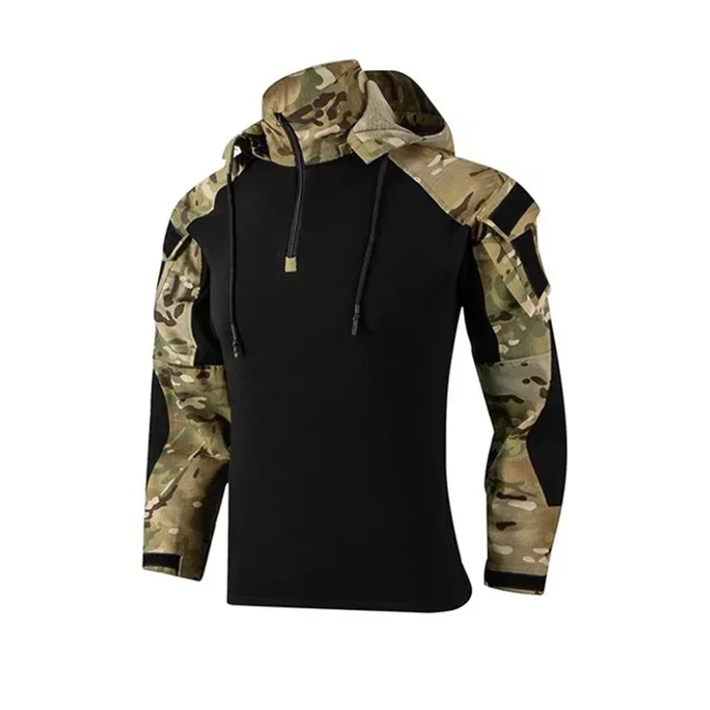 Softair Paintball Tactical Suits Worki Clothing Uniform Combat Camo Shirts Hood Cargo Pants +Pads wear-resisting Hunting Clothes 5