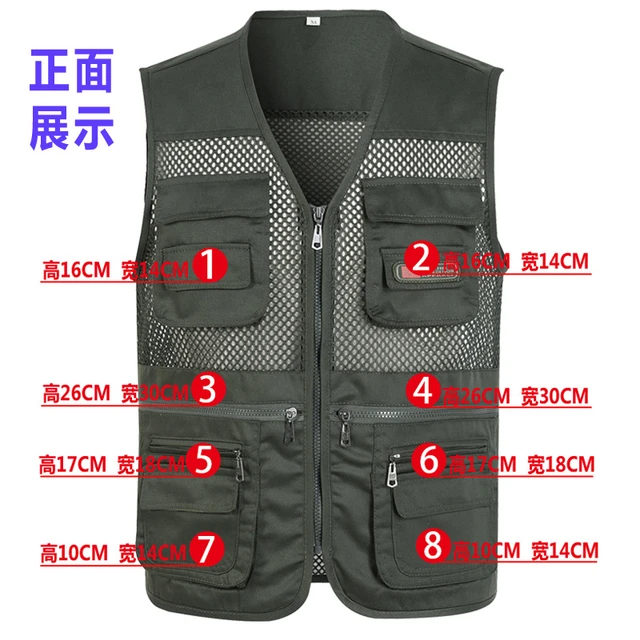 Men's Summer Mesh Casual Multi Pocket Vest Outdoor Fishing Thin Vest Zipper  Sleeveless Photographer Hiking Reporter Waistcoat - AliExpress