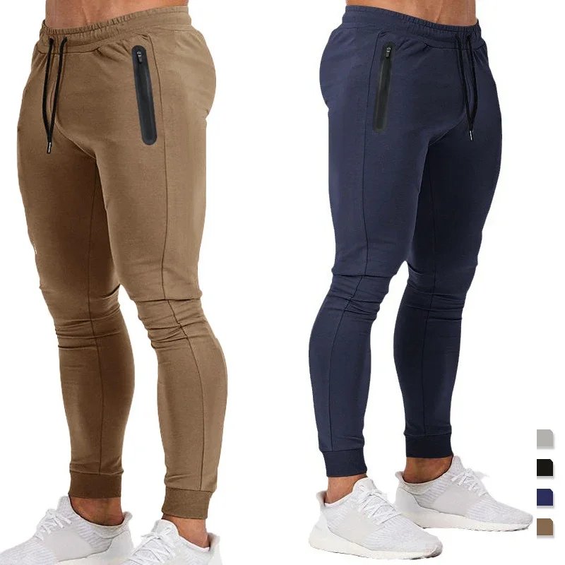 Male Multi-pocket Long Trousers Men Slim Fit Casual Pants Solid Thin Cargo Sweatpants Mens Gym Running Training Pencil Pants
