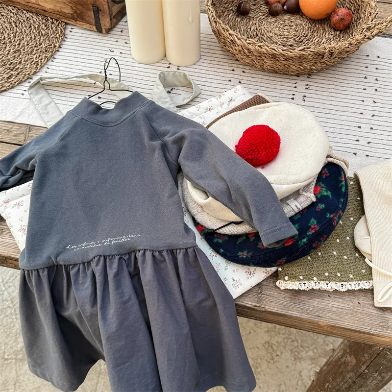 2025 Autumn Winter New Girls Long Sleeve Warm Dress Solid Children Bottoming Dress Letter Print Casual Dress Kids Cotton Clothes 6 2025 Autumn Winter New Girls Long Sleeve Warm Dress Solid Children Bottoming Dress Letter Print Casual Dress Kids Cotton Clothes - Image 6