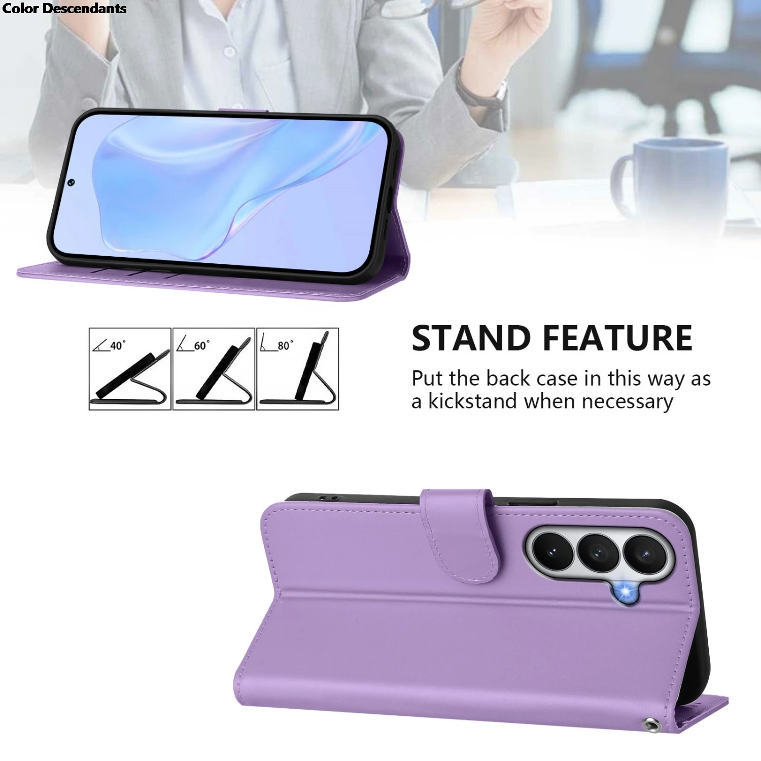 Premium PU Leather Flip Phone Case with Holder and Wallet Cover