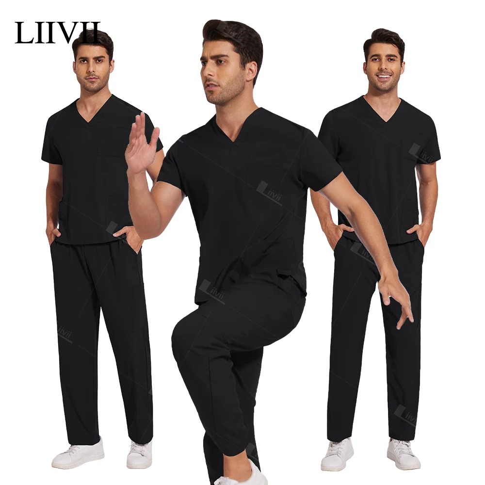 Medical Uniforms Unisex Scrubs Set Fashion Simple Pockets Hospital Surgical Gowns Dental Work Clothes Nurse Clinical Accessories