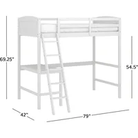 Contemporary Wood Arch Twin Size Loft Bed with Desk, White 2
