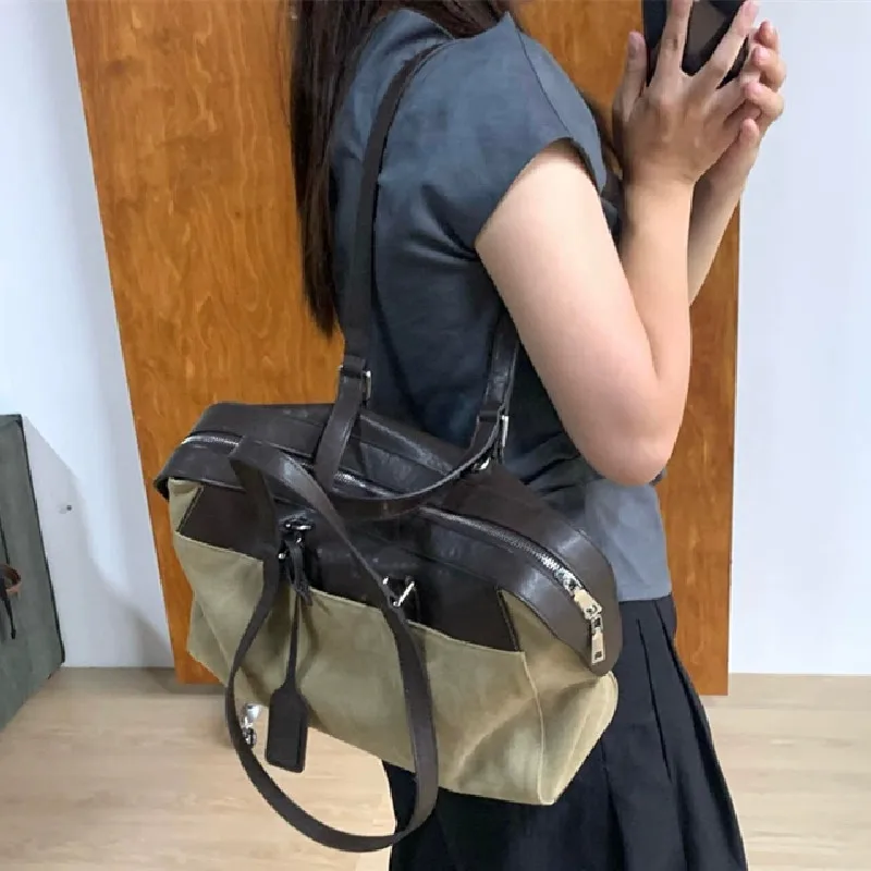 Faionable Large Capaci Women's oulder Bag Commuter Bag Soft PU Leather Modern Neutral Sle Zipper Closure Handbag