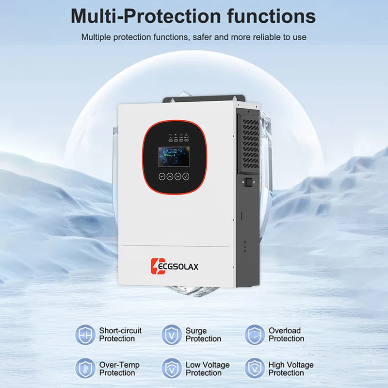 ECGSOLAX 1.2KW 3.6KW 하이브리드 태양광 인버터 12V 24V 오프그리드 태양광 하이브리드 인버터 (100A MPPT 충전 컨트롤러 포함, PV 최대 450V)