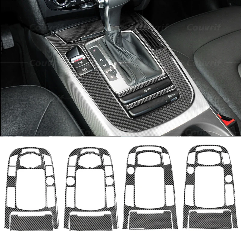 

Carbon Fiber Car Cover Central Control Gear Ashtray Panel Decorative Frame Sticker For Audi A4 8K B8 A5 8T8 8F Auto Accessories